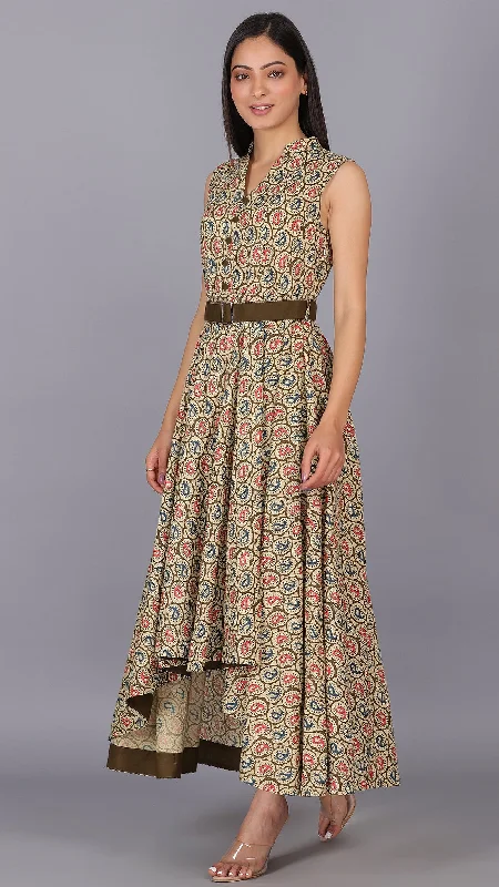 Paisley Printed Flared Maxi Dress