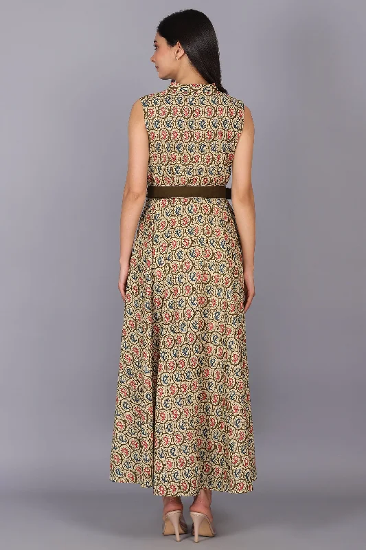 Paisley Printed Flared Maxi Dress