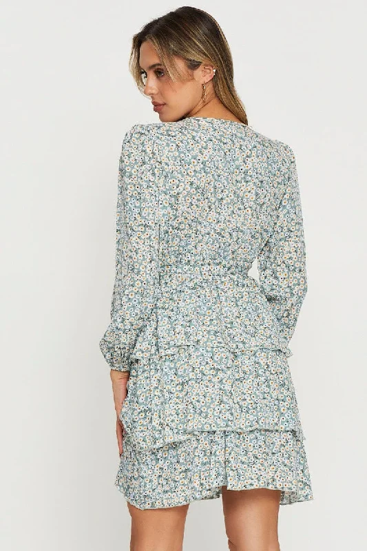 Print Mini Dress Long Sleeve