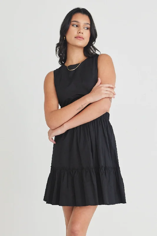 Upward Black Sleeveless Cut Out Mini Dress