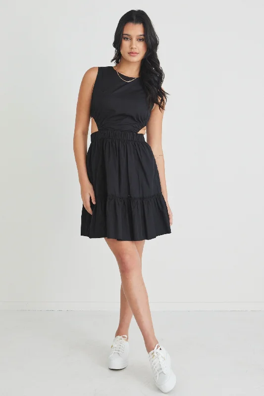 Upward Black Sleeveless Cut Out Mini Dress