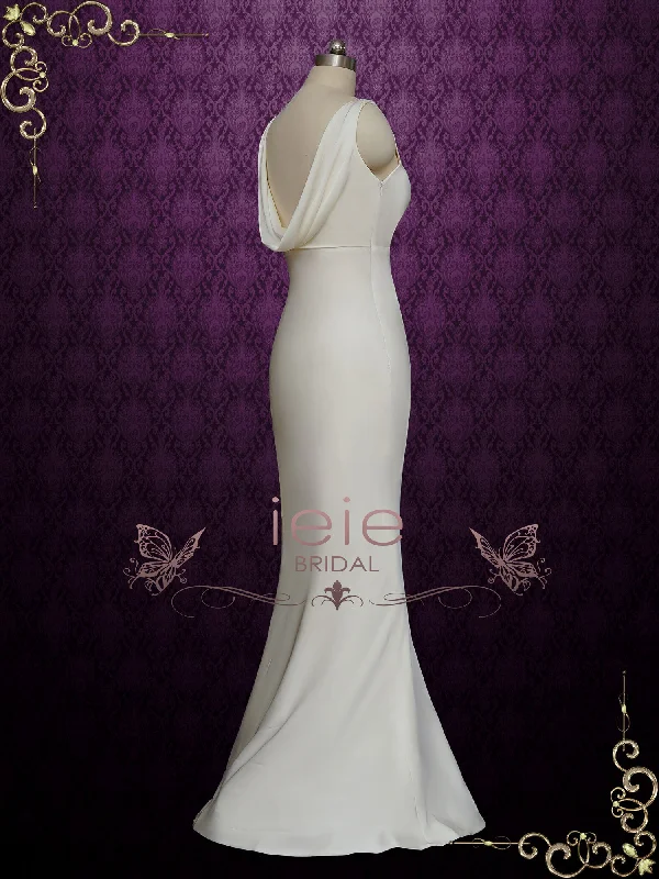 Elegant Sleek Wedding Dress with Cowl Back IRA