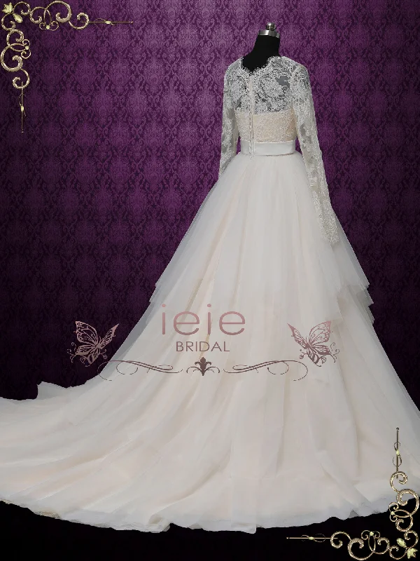 Lace Ball Gown Wedding Dress with Sleeves RYLEIGH