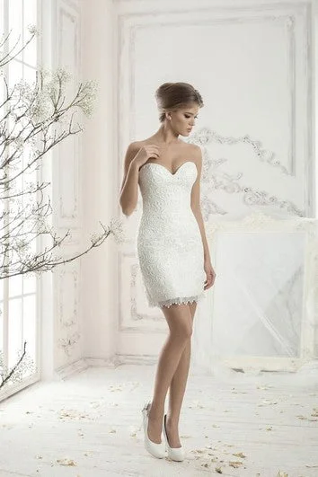 Strapless Sweetheart Mini Lace Sheath Dress