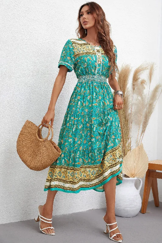 Women's Versatile Dress Fashionable Printed Short-sleeved Dresses