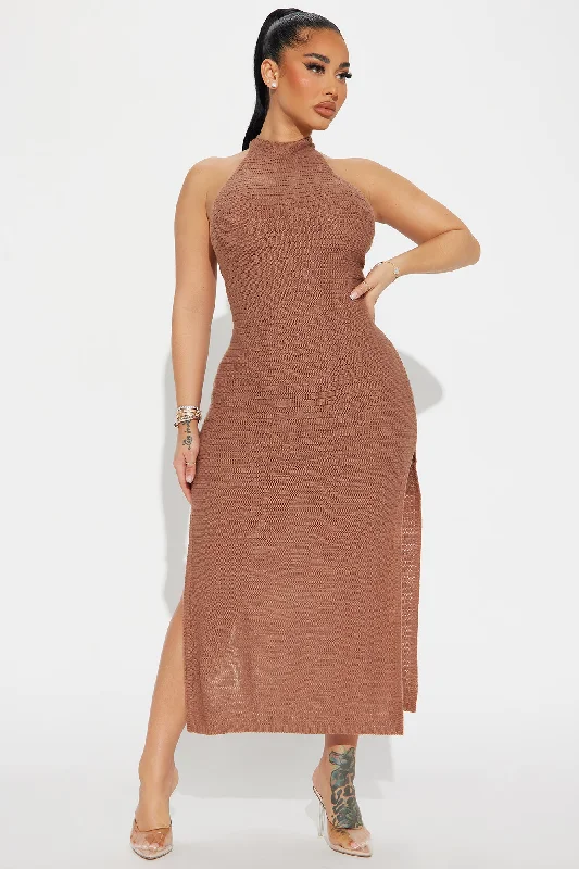 Avery Sweater Maxi Dress - Brown