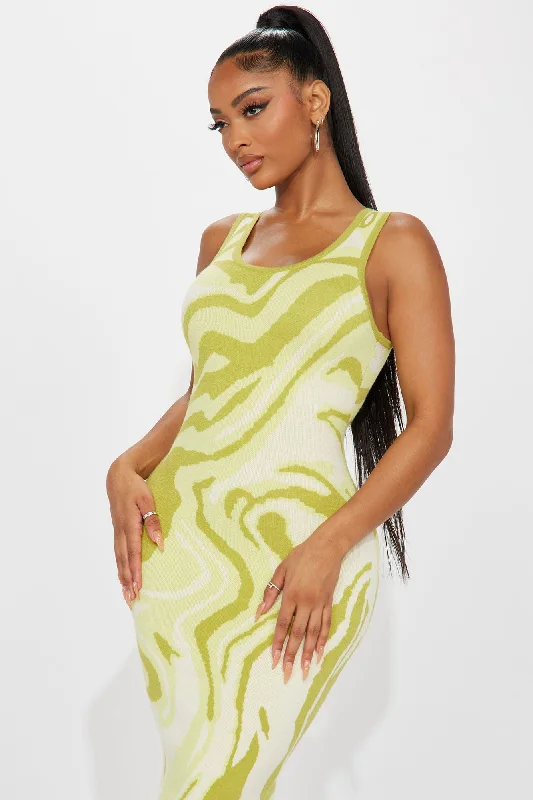 Cut Off Sweater Maxi Dress - Green