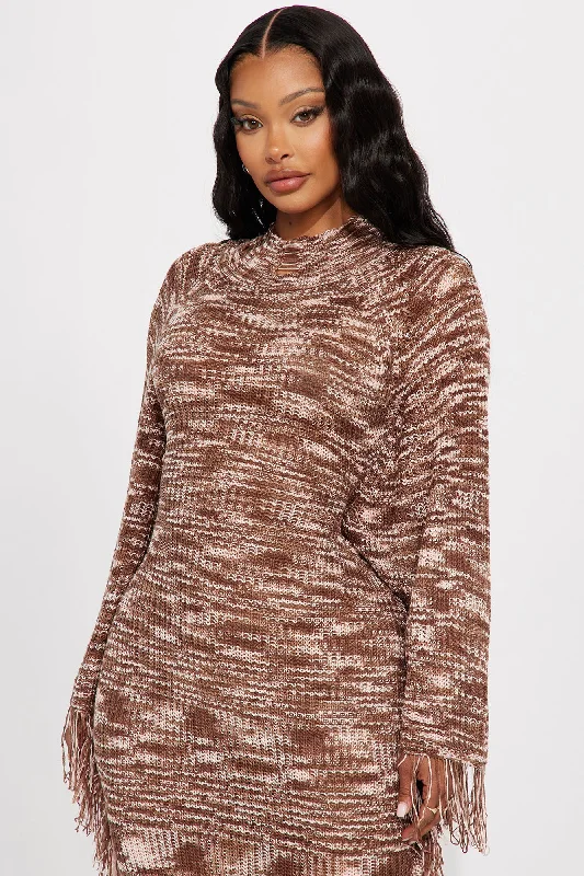 Danica Sweater Maxi Dress - Brown/combo