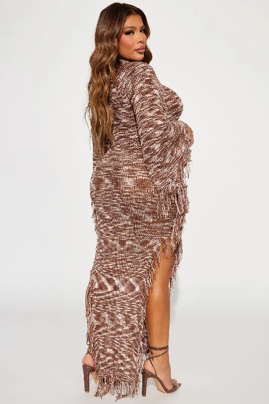 Danica Sweater Maxi Dress - Brown/combo