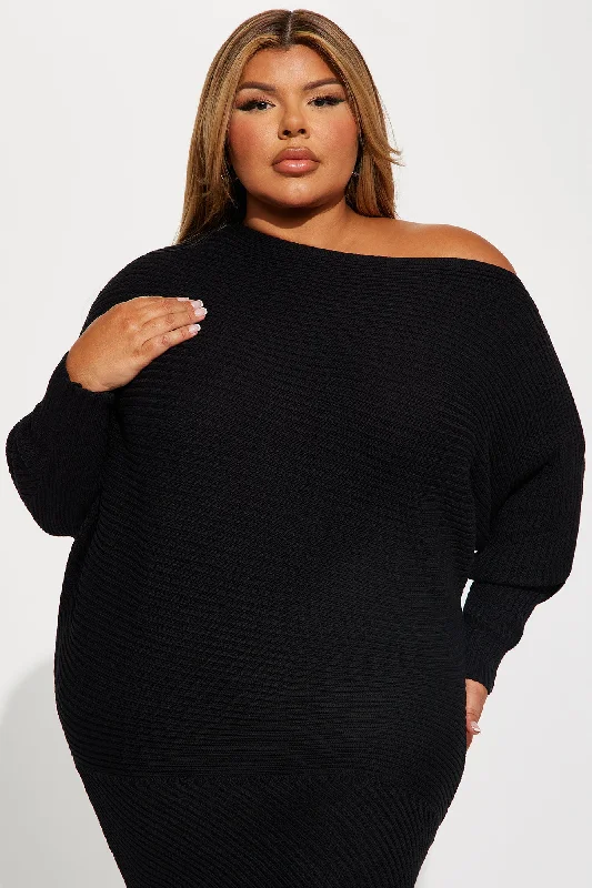 Jasmine Sweater Mini Dress - Black