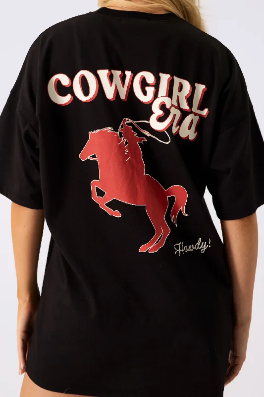 Kaiia Cowgirl Era Oversized T-Shirt Black