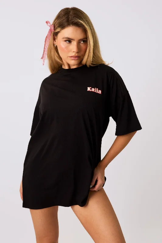 Kaiia Cowgirl Era Oversized T-Shirt Black