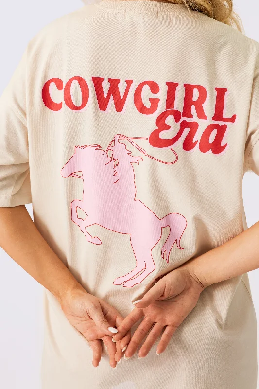 Kaiia Cowgirl Era Oversized T-Shirt Cream