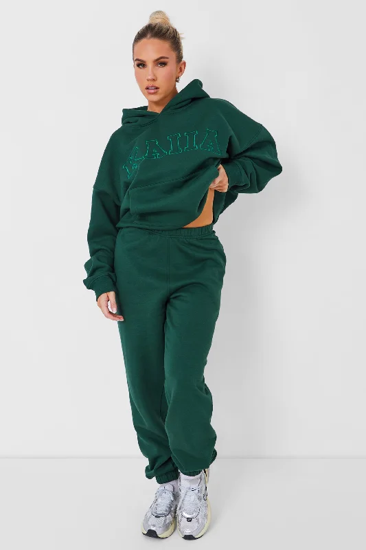 Kaiia Cuffed Sweat Pants in Dark Green