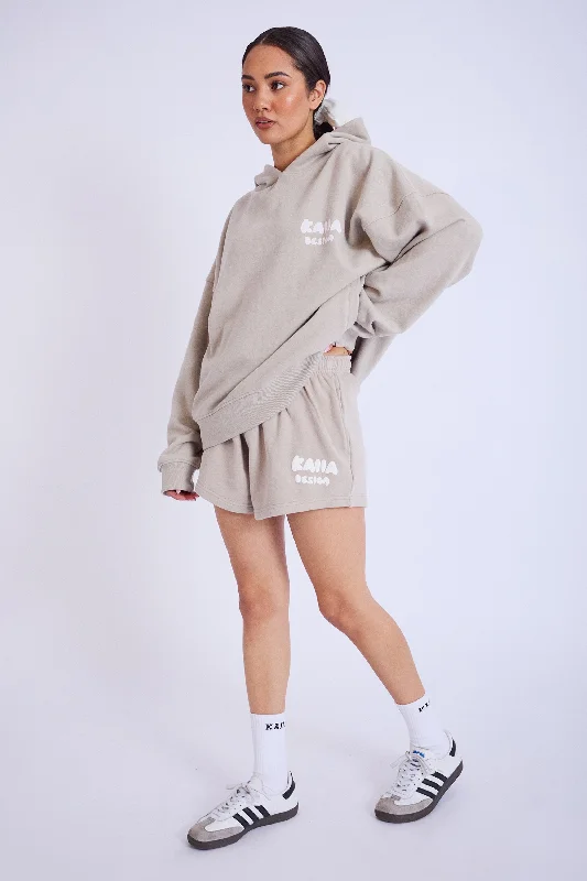 Kaiia Design Bubble Print Oversized Hoodie Stone