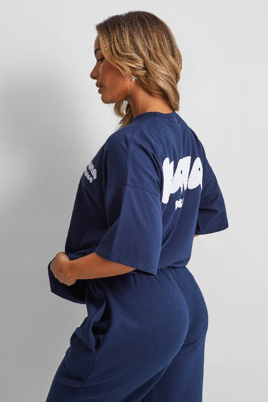 Kaiia Design Bubble Logo Oversized T-shirt Navy