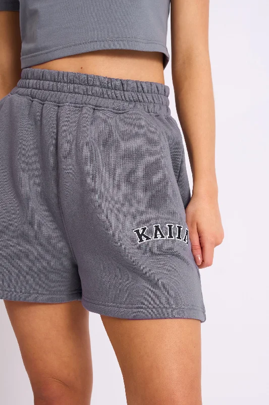 Kaiia Logo Sweat Shorts in Charcoal Grey