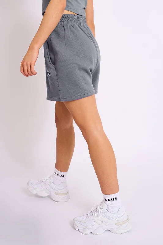 Kaiia Logo Sweat Shorts in Charcoal Grey