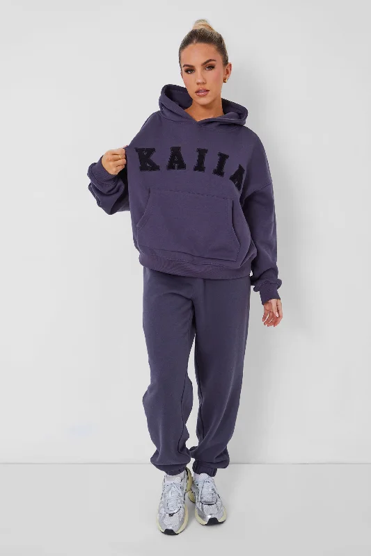 KAIIA SLOGAN OVERSIZED HOODIE DARK GREY