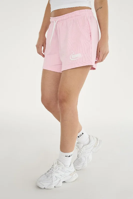 Kaiia Star Bubble Logo Sweat Shorts Baby Pink