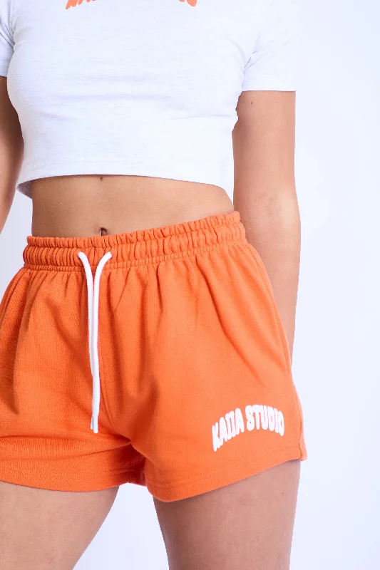 Kaiia Studio Bubble Logo Mini Sweat Shorts Orange