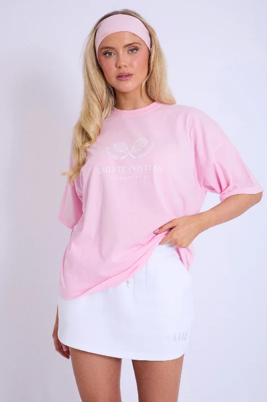 Kaiia Tennis Club Oversized T-Shirt Baby Pink