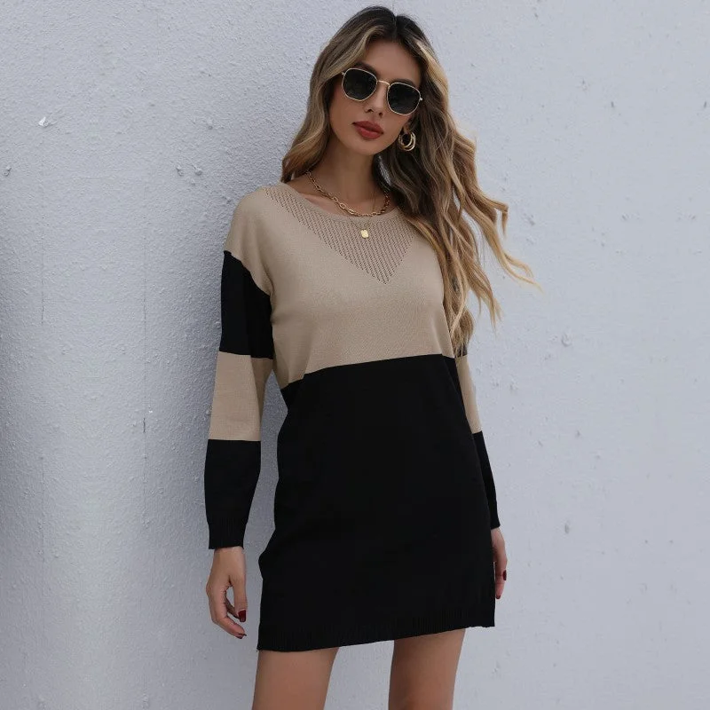 Knitted Luxury Women Sweater Dress Fall Long Sleeve Pullover Sweater Knit Dress