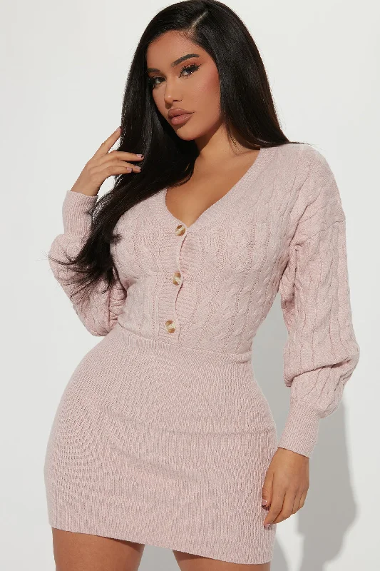 Michelle Sweater Mini Dress - Pink