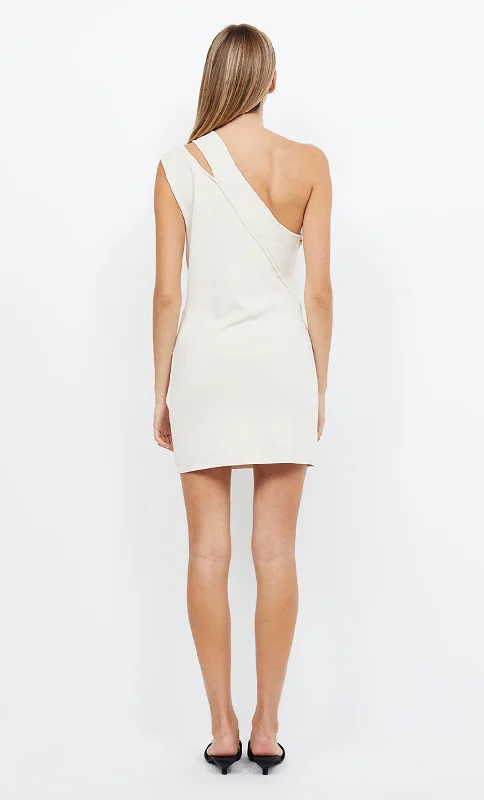 MIRA ASYM KNIT MINI DRESS - IVORY