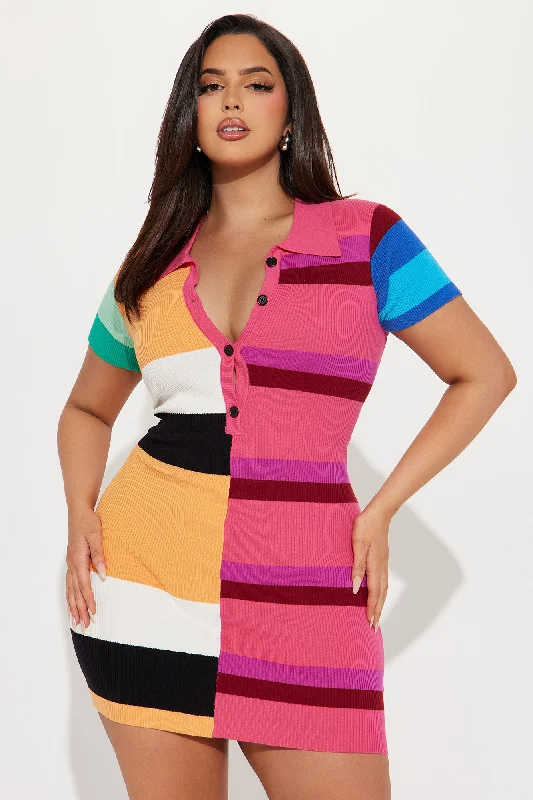 Paula Striped Sweater Mini Dress - Multi Color