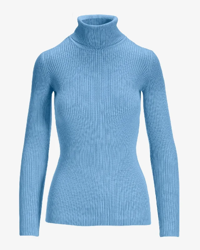 Ribbed Turtleneck Sweater Clear Blue Sky