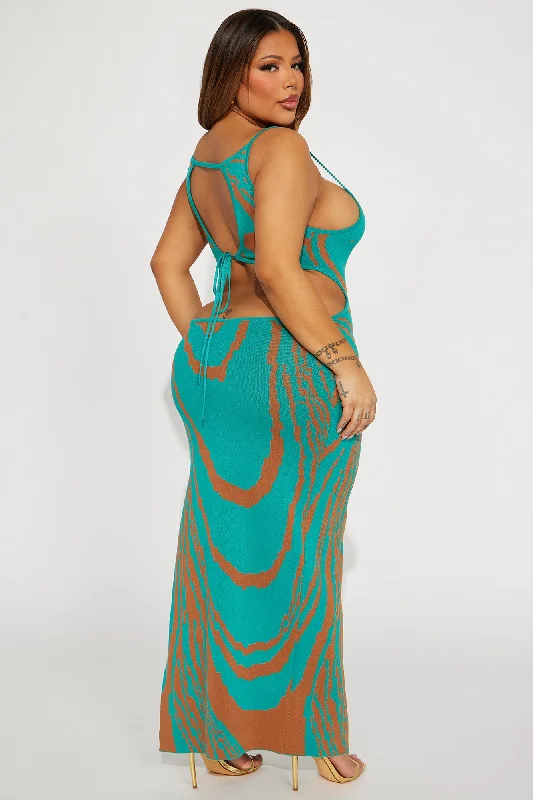 Shayna Sweater Maxi Dress - Turquoise